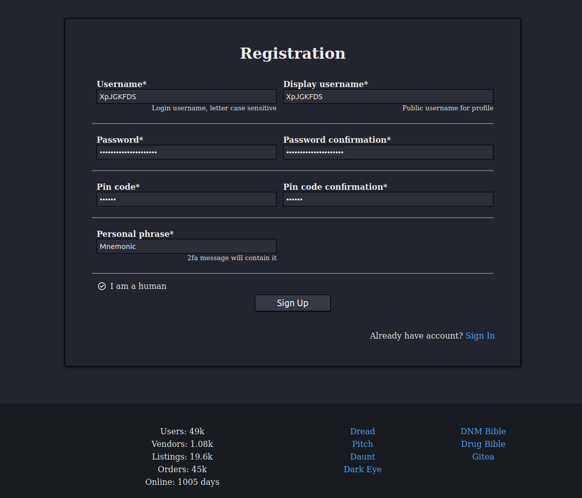 Registration Step